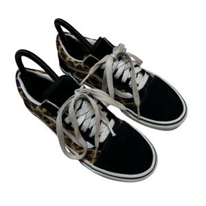 Vans Sk8 Hi Leopard Print Sneakers Women's Low Top Black White Shoes Size 6